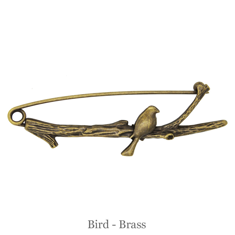 SHAWL PIN - Bird - Brass - Beautiful Knitters