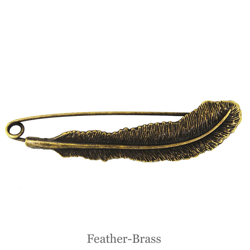 SHAWL PIN - Feather - Brass - Beautiful Knitters