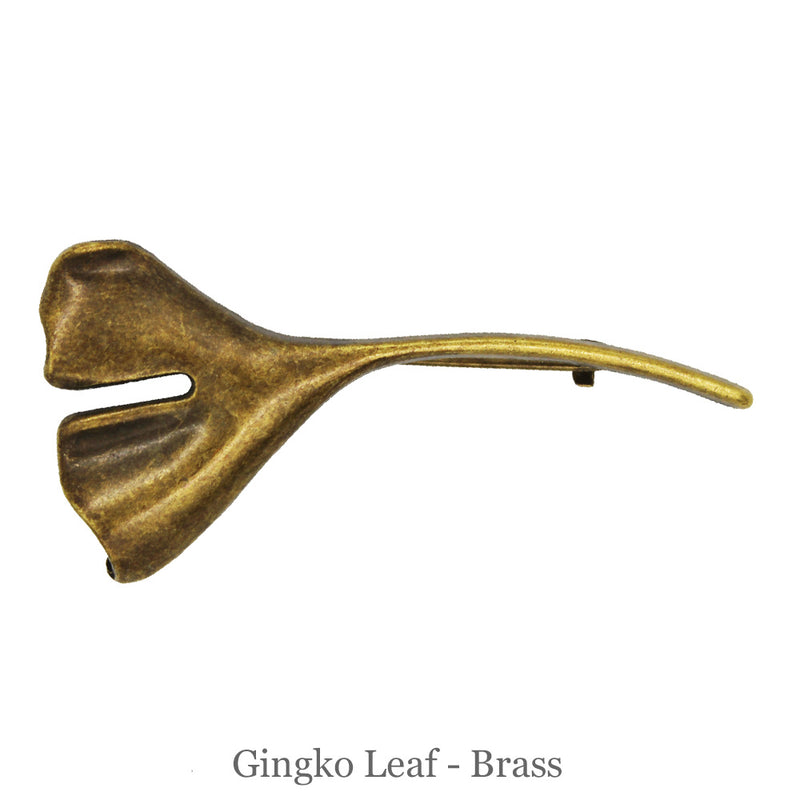 SHAWL PIN - Gingko Leaf - Brass - Beautiful Knitters