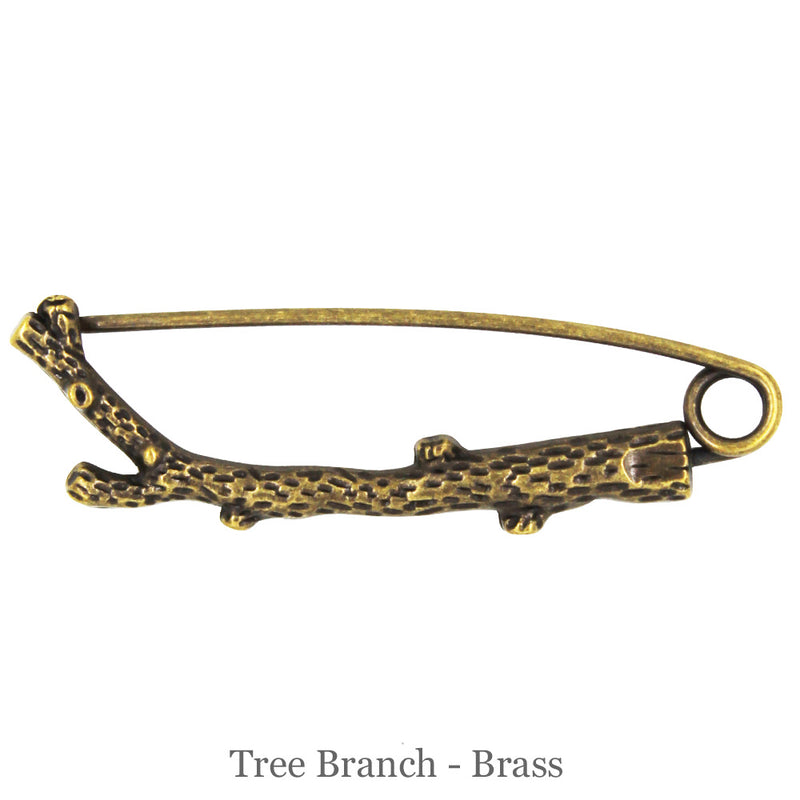 SHAWL PIN - Tree Branch - Brass - Beautiful Knitters