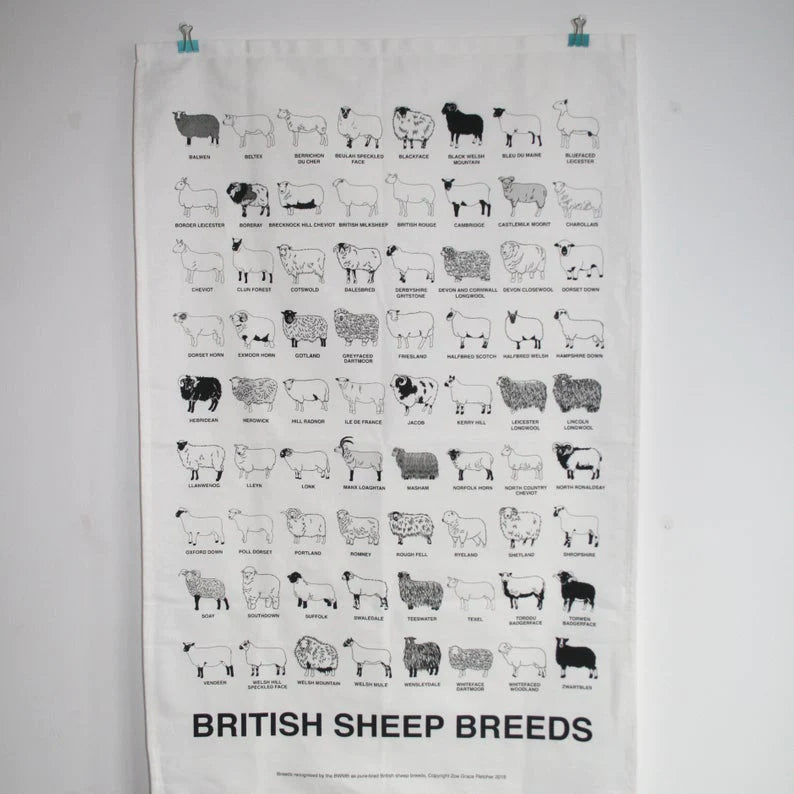 The Woolist BRITISH SHEEP BREEDS TEA TOWEL
