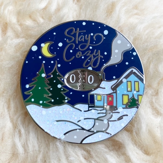 Twill & Print ROW COUNTER ENAMEL PIN - Winter - Beautiful Knitters